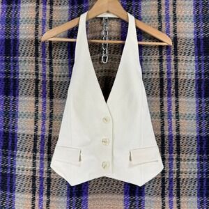 Shona Joy Suit Vest Womens Size 8 White Halter Backless Tailored Dressy Top